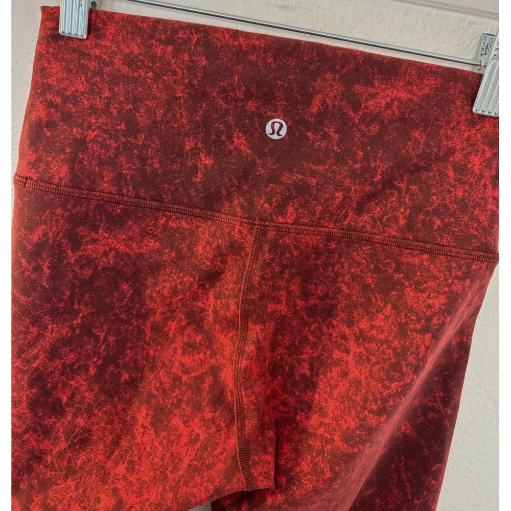 Lululemon Leggings Autumn Red Black 6 Wunder Train High Rise Gym Workout Marbled - Picture 7 of 16